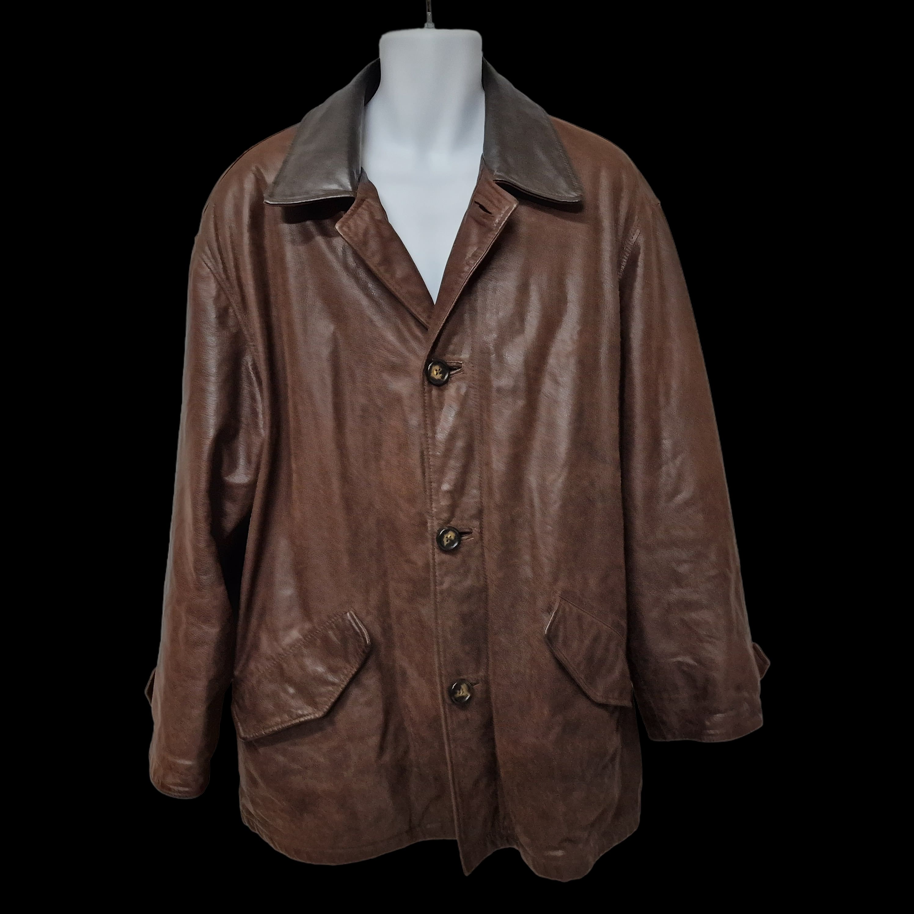 Normans Vintage Brown Basic Soft Leather Jacket UK 4XL - 1